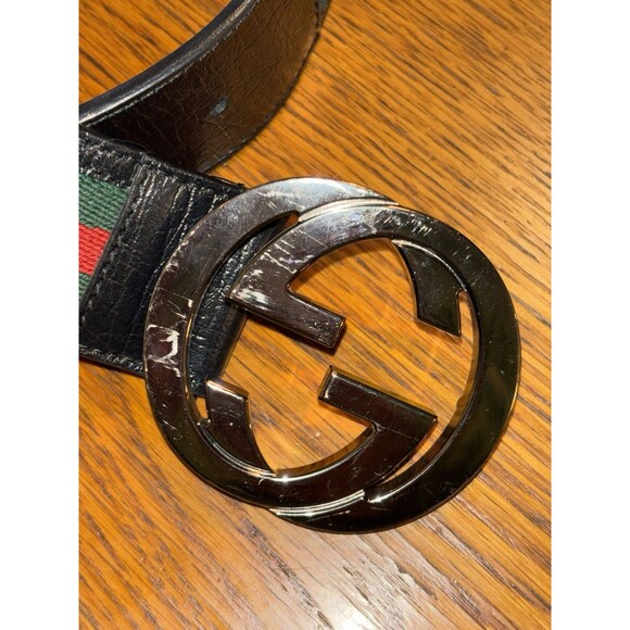 Gucci Red And Green Belt Designer Luxury Authentic Size 90 CM Leather And Canvas main image 5
